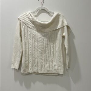 Off-Shoulder White Sweater with Bow